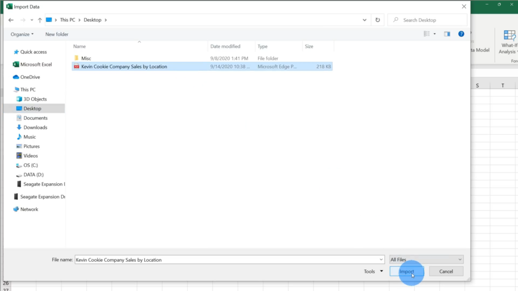 Choose the Tables or Pages to Import