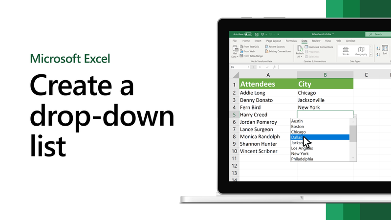 Dropdown List in Excel